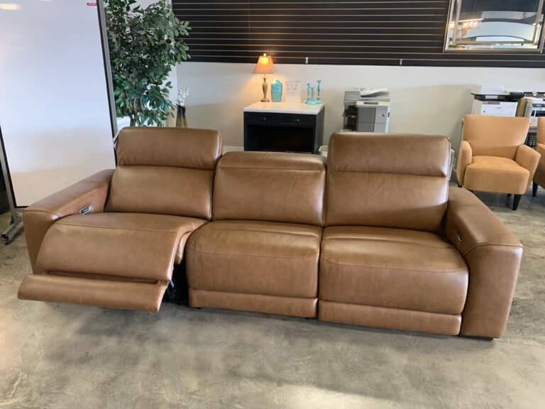 Magic Man Power Reclining Sectional in Caramel