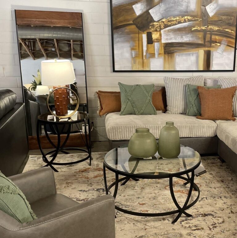 Black Metal Coffee Table with Glass Top