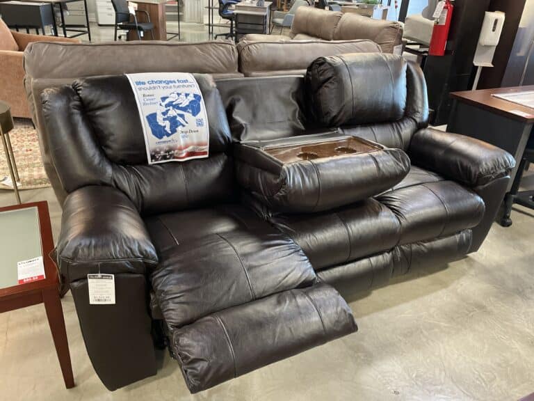 Genuine Leather Triple Reclining Sofa w/ Drop Down Console