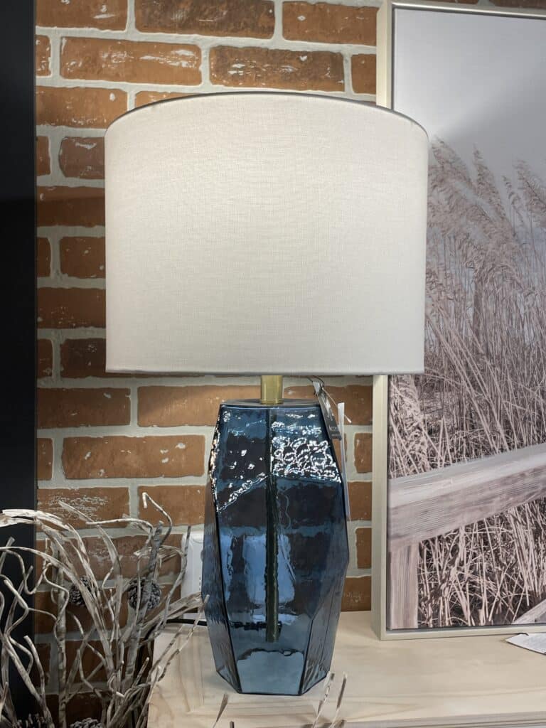 Blue Geometric Glass Table Lamp