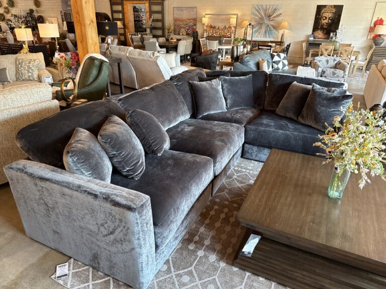 Slate Grey Velvet 4pc Sectional
