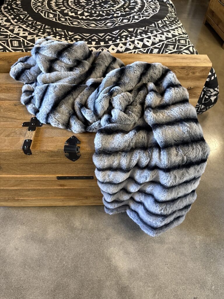 60"x80" Bluish Grey Ultra Soft Faux Fur Throw Blanket