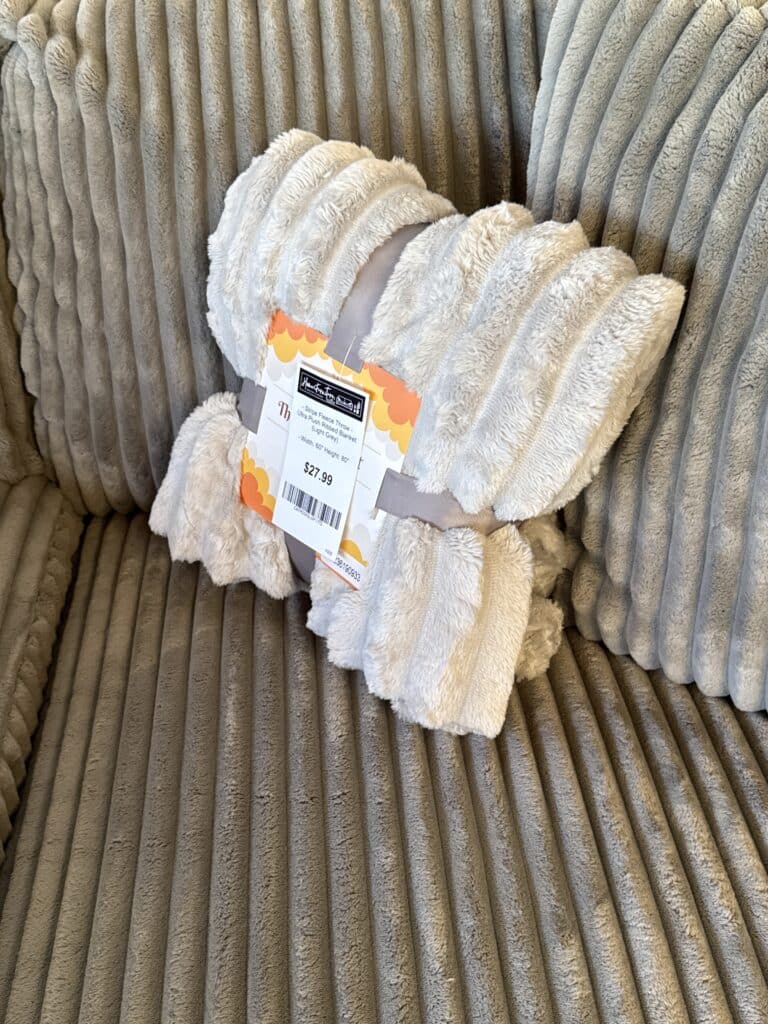 60"x80" Light Grey Stripe Fleece Throw