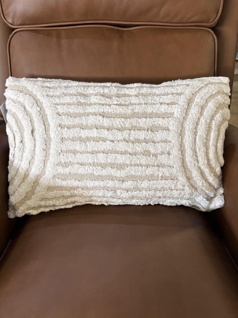 22"x14" White/Tan Pillow