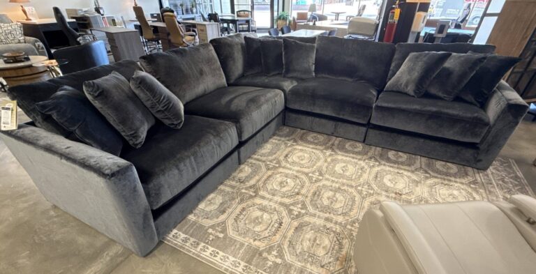 Slate Grey Velvet 6pc Sectional
