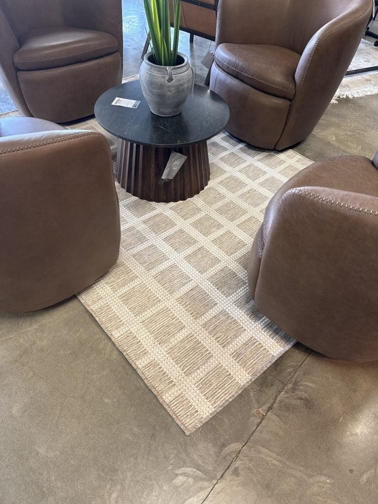 5'X7' Ocean Gridscape Beige Brown Area Rug