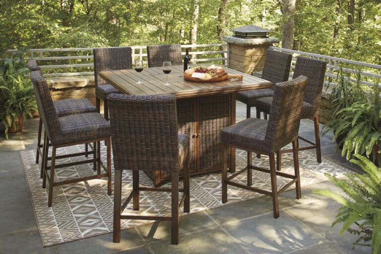 Paradise Trail Outdoor Dining Set w/ Firepit Table